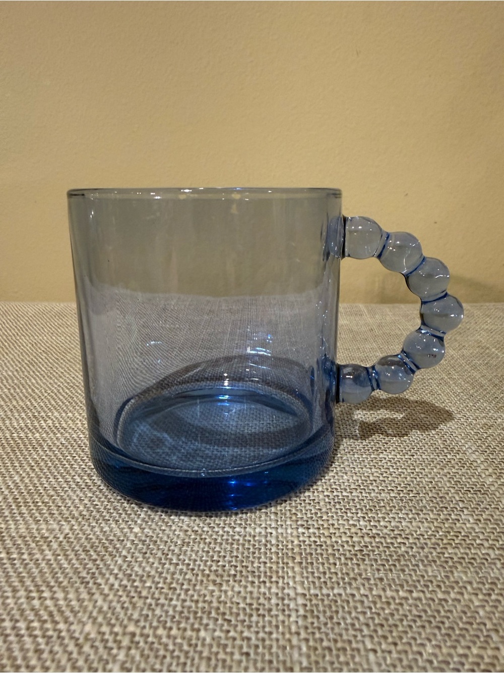 Retro Style Blue Glass Bubble Handle Mug Translucent Coffee Cup